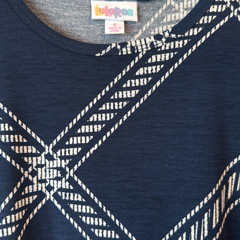 LuLaRoe Marie dress, Small, navy blue/ white